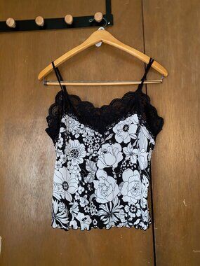 Studio Y black and white floral cami